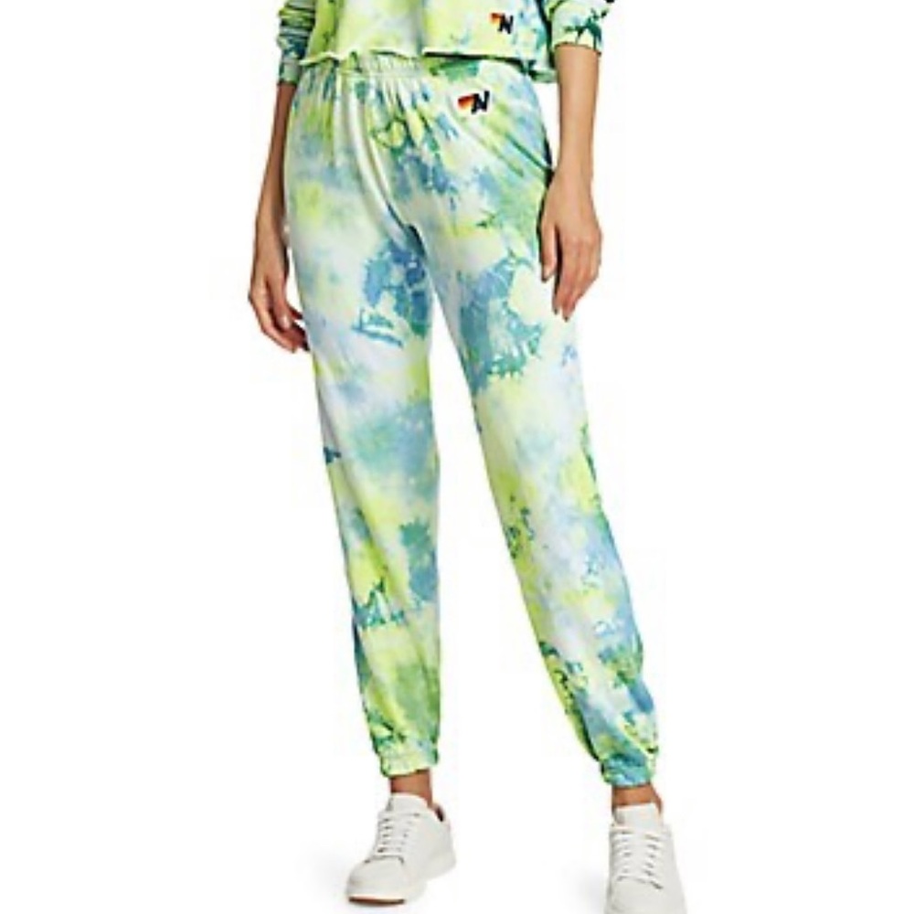 Tie Dye Neon Yellow Sweatpants from Aviator Nation Size L